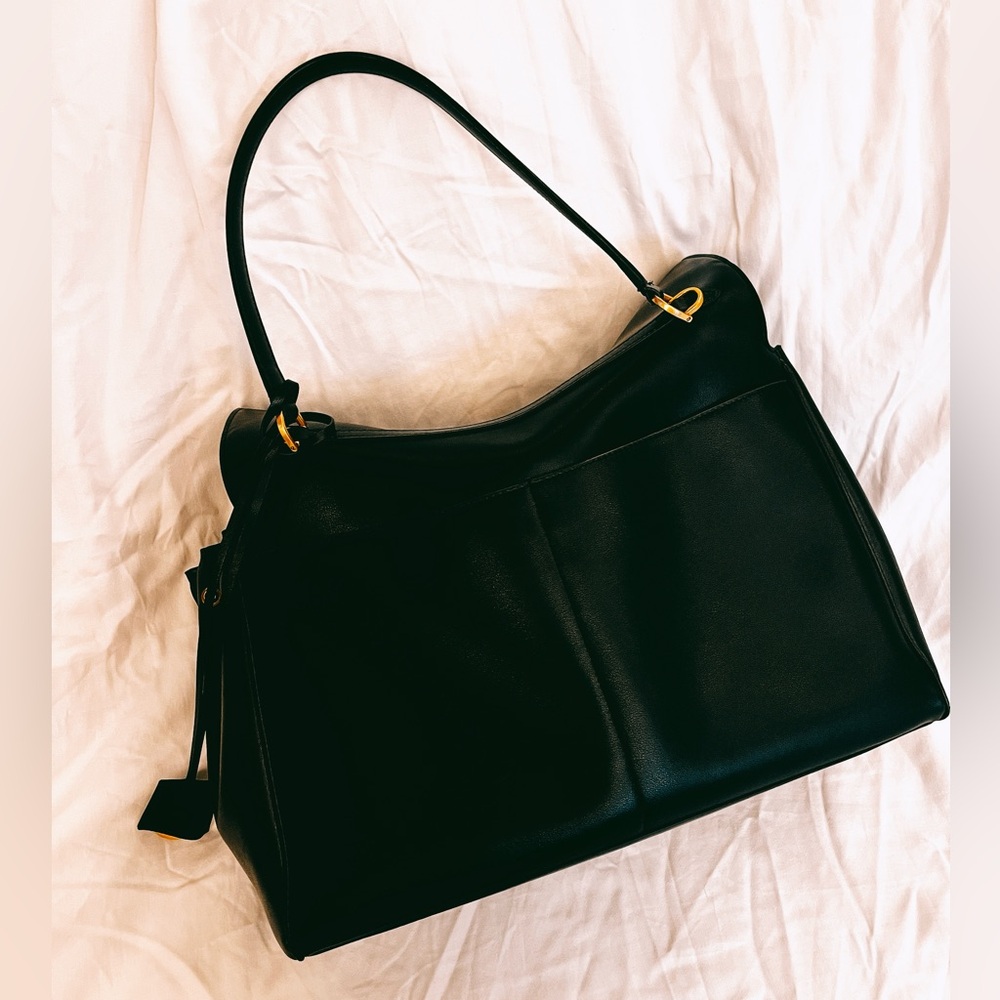 Black Leather Satchel/Top Handle Bag - Picture 3 of 14